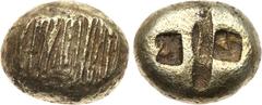 Ancient Coins, ANCIENT GREEK COINS Ionia, Uncertain mint. Electrum Stater (14.23 g), ca. 650-600 BC. Lydo-Milesian standard. Flattened and striated surfaces. Rev. Two rough incuse punches separated by