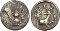Ancient Coins, ANCIENT GREEK COINS Ionia, Ephesos. Silver Tetradrachm (14.91 g), ca. 390-325 BC. Ca. 380-370 BC. Pandion, magistrate. E-F, bee. Rev. Forepart of stag right, head turned to look back; i
