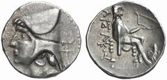 GREEK COINS PARTHIAN KINGDOM OF PERSIA ARSACES II, 211-191 BC No.: 177 Estimate: $ 400 d=17 mm Drachm. AR 3.99 g. Head l., wearing diademed bashlik. Rev. ARSAKOU Arsaces, founder of the dynasty, seate