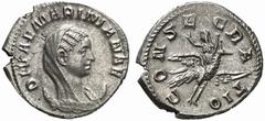 ROMAN COINS ROMAN EMPIRE MARINIANA, wife of Valerian I No.: 326 Estimate: $ 380 d=21 mm Antoninianus, posthumous. AR 4.38 g. DIVAE MARINIANA Veiled bust r. on crescent. Rev. CONSECRATIO Diva Mariniana
