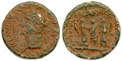 Judaea, Pre-Royal Coins of Agrippa II. Claudius, with Britannicus, Antonia, and Octavia. Æ 22 (8.40 g), AD 41-54. Caesarea Paneas, before 49 CE. TI CLAVDIVS CAESAR AVG P M TR P IMP P P, laureate head 
