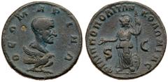 Julius Marinus, father of Philip I. Æ (9.17 g), died before AD 244. Philippopolis in Trachonitis. ΘEΩ MAPINΩ, bare-headed and draped bust of Julius Marinus right, supported on wings of eagle standing 