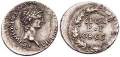 Claudius. Fourrée Denarius (2.81 g), AD 41-54. Roman-British imitation. Copying Rome, ca. AD 46/7. TI CLAVD CAESAR AVG P M TR P VI IMP XI, laureate head of Claudius right. rev. S P Q R/P P/OB CS in th