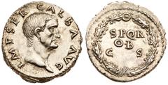 Galba. Silver Denarius (3.37 g), AD 68-69. Rome, AD 68. IMP SER GALBA AVG, bare head of Galba right. rev. S P Q R / OB / C S in three lines within oak-wreath. RIC 167; BMC 35; BN 76; RSC 287. Incredib