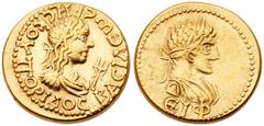 Ancient Greek Coins Bosporan Kingdom. Rheskuporis II. Electrum Stater (7.64 g), AD 211/2-226/7. Dated BE 515 (AD 218/9). Diademed and draped bust of Rheskupori right; before, trident. Rev. Laureate, d