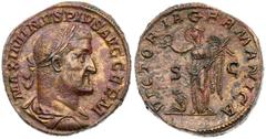 Roman Imperial Coinage Maximinus I 'Thrax'. Æ Sestertius (21.72 g), AD 235-238. Rome, AD 236/7. MAXIMINVS PIVS AVG GERM, laureate, draped and cuirassed bust of Maximinus I right. Rev. VICTORIA GERMANI