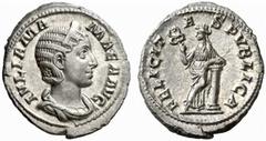 ROMAN COINS ROMAN EMPIRE JULIA MAMAEA, mother of Severus Alexander, †235. No.: 357 Estimate: $ 150 d=22 mm JULIA MAMAEA, mother of Severus Alexander, †235. Denarius, about 228. AR 3.02 g. IVLIA MA-MAE