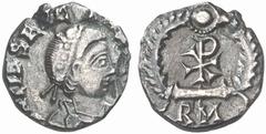 ROMAN COINS ROMAN EMPIRE LIBIUS SEVERUS, 461-465. No.: 479 Estimate: $ 500 d=12 mm Half-siliqua. AR 0.77 g. DN LIB SEVERUS P F AVG Diademed, draped and cuirassed bust r. Rev. Christogram within wreath
