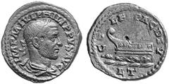 ANCIENT COINS GREEK COINS UNDER ROMAN RULE THRACE No.: 211 Estimation: $ 650.- d=24 mm DEULTUM. PHILIP I ARABS, 244-249. Bronze. AE 6.47 g. IMP M IVL PHILIPPVS AVG Laureate, draped and cuirassed bust 