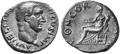 ANCIENT COINS ROMAN COINS IMPERIAL COINAGE VITELLIUS, 69 No.: 629 Estimation: $ 1200.- d=17 mm Denarius. AR 3.36 g. A VITELLIVS - GERMANICVS IMP Bare head r. Rev. CONCOR-DIA PR Concordia in long dress