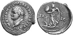ANCIENT COINS ROMAN COINS IMPERIAL COINAGE As Augustus, 79-81 No.: 661 Estimation: $ 350.- d=20 mm Denarius, hybrid, 79-80. AR 3.58 g. IMP TITVS CAES VESPASIAN AVG PM Laureate head l. Rev. EX - SC Vic