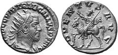 ANCIENT COINS ROMAN COINS IMPERIAL COINAGE TREBONIANUS GALLUS, 251-253 No.: 750 Estimation: $ 200.- d=19 mm Antoninianus, Antioch. AR 3.58 g. IMP C C VIB TREB GALLVS PF AVG Radiate, draped and cuirass