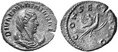 ANCIENT COINS ROMAN COINS IMPERIAL COINAGE MARINIANA, his wife No.: 757 Estimation: $ 270.- d=20 mm Antoninianus, posthumous. Base AR 3.54 g. Similar to previous. Rev. CONSECRATIO Peacock flying r., c