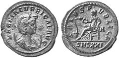ANCIENT COINS ROMAN COINS IMPERIAL COINAGE MAGNIA URBICA, wife of Carinus (283-285) No.: 769 Estimation: $ 500.- d=23 mm Antoninianus, Siscia. Base AR 4.10 g. MAGNIA VRBICA AVG Similar to previous. Re