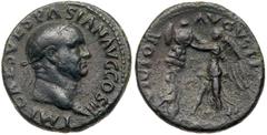 Roman Imperial Coinage Vespasian. Æ As (10.15 g), AD 69-79. Judaea Capta type. Rome, AD 71. IMP CAES VESPASIAN AVG COS III, laureate head of Vespasian right. Reverse: VICTOR AVGVSTI, S C across field,