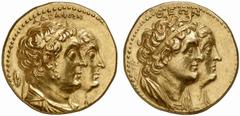 GREEK COINS PTOLEMAIC KINGDOM OF EGYPT PTOLEMY II PHILADELPHOS, 285-246 BC. Mnaeion, gold (Octadrachm). AV 27.78 g. ΑΔΕΛΦΩΝ Draped and diademed jugate busts r. of Ptolemy II and Arsinoe; in field l., 