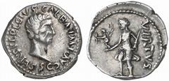 ROMAN COINS ROMAN EMPIRE GALBA, 68-69. Denarius, mint in North Africa (Carthage?). AR 3.41 g. SER. SVLPICIVS. GALBA. IMP. AVG Bare head r., below, SC. Rev. VIRTVS Virtus, wearing short tunica, standin