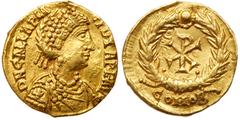 Roman Imperial Coinage Galla Placidia. Gold Tremissis (1.45 g), Augusta, AD 421-450. Rome or Ravenna, ca. 440-450. D N GALLA PLA-CIDIA P F AVG, diademed and draped bust of Galla Placidia right, with c