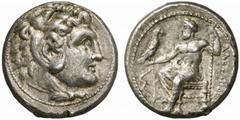 GREEK COINS FROM OTHER PROPERTIES KINGDOM OF MACEDONIA ALEXANDER III THE GREAT, king 336-323 B.C. Tetradrachm, Salamis (Cyprus), about 332-323 B.C. AR 17.19 g. Youthful head of Heracles r., wearing li
