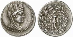 GREEK COINS FROM OTHER PROPERTIES PHOENICIA ARADUS Tetradrachm, 72-71 B.C. AR 15.39 g. Turreted, draped and veiled bust of Tyche r. Rev. ??Ρ??ΔΙΩΝ Nike, wearing long chiton, standing l., holding palm 