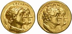 GREEK COINS FROM OTHER PROPERTIES PTOLEMAIC KINGDOM OF EGYPT PTOLEMY II PHILADELPHUS, 285-246 B.C. Mnaeion (octodrachm), gold. AV 27.64 g. ΑΔΕΛΦΩΝ Draped and diademed jugate busts r. of Ptolemy II and