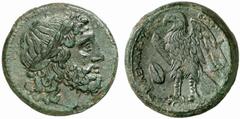 GREEK COINS FROM OTHER PROPERTIES PTOLEMAIC KINGDOM OF EGYPT PTOLEMY II PHILADELPHUS, 285-246 B.C. Bronze. AE 15.70 g. Laureate, bearded head of Zeus r. Rev. ΒΑΣΙΛΕΩΣ - ΠΤΟΛΕΜΑΙΟΥ Eagle with open wing