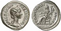 ROMAN COINS ROMAN EMPIRE ORBIANA, wife of Severus Alexander, 222-235 Denarius, 225. AR 3.12 g. SALL BARBIA – ORBIANA AVG Diademed, draped bust r. Rev. CONCORDIA - AVGG Concordia, wearing long dress an