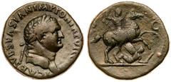Roman Imperial Coinage Titus, as Caesar. AD 69-79, AE Sestertius (20.93 g). 'Judaea Capta' type. Rome, under Vespasian, AD 72. T CAES VESPASIAN IMP PON TR POT COS II, laureate head of Titus right. Rev