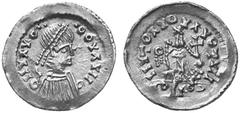 ROMAN EMPIRE Merowingians No.: 462 Schätzwert/Estimate: CHF 500.- Pseudo-Imperial Coinage. Tremissis c. 500-580. Imitation of an Ostrogothic tremissis. OIIYAYO -OOYAYIIO Imperial bust to r. with pearl