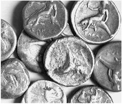 THE LAKEVIEW COLLECTION OF ANCIENT COINS GREEK COINAGE Calabria Tarentum. No.: 5109 Schätzwert/Estimate: CHF 1200.- d=41 mm 2 Wheel Didrachm 510/480. Taras. Rev. Wheel. 2 Hippocamp Didrachms 500/473. 