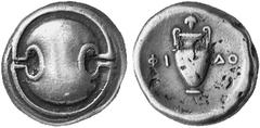 THE LAKEVIEW COLLECTION OF ANCIENT COINS GREEK COINAGE Boeotia Thebes. No.: 5530 Schätzwert/Estimate: CHF 200.- d=22 mm Stater 379/338. Boeotian shield. Amphora between FI - DO. 11,94 g. SNG Cop. 352.