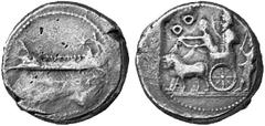 THE LAKEVIEW COLLECTION OF ANCIENT COINS GREEK COINAGE Phoenicia Sidon. No.: 5929 Schätzwert/Estimate: CHF 250.- d=29 mm Double Shekel. War galley l., waves below, star above rear of galley. Rev. Deit