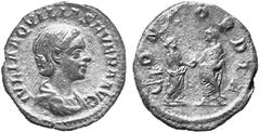 THE LAKEVIEW COLLECTION OF ANCIENT COINS COINS OF THE ROMAN EMPIRE ... Aquilia Severa. No.: 6731 Schätzwert/Estimate: CHF 100.- d=19 mm Denarius 221, Rome. Draped bust r. Rev. Emperor and Empress stan