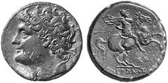 Ancient Coins from other Consignments GREEK COINAGE Sicily Syracuse. No.: 4234 Schätzwert/Estimation: CHF 150.- Hieron II, 275-215. Aes. Diademed head of Hieron II to l. Rev. IERWNOS Horseman gallopin