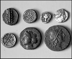 Ancient Coins from other Consignments GREEK COINAGE Lots No.: 4453 Schätzwert/Estimation: CHF 600.- Massalia. Obol 5/4th cent. Metapont. Diobol 500/480. Hipponium. Semis 192/89. Rhegion. Obol 494/480.