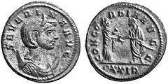 Ancient Coins from other Consignments ROMAN EMPIRE Aurelian, 270-275. For Severina. No.: 4616 Schätzwert/Estimation: CHF 150.- Antoninianus, Rome. Draped bust r. in front of crescent. Rev. Emperor and