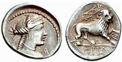 ANCIENT COINS THE GREEKS Gallia No.: 308 Schätzwert/Estimate: CHF 170 Massalia. Drachm 390/218. Bust of Artemis to r., A in front. Rev. MASSA Lion rampant to r. HPD in exergue. 2,71 g. Brenot/Scheers 
