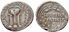 ANCIENT COINAGE SPECIAL COLLECTION OF ROMAN IMPERATORS AND EMPERORS ROMAN REPUBLIC Octavian. No.: 1202 Schätzwert/Estimate: CHF 100 Denarius 37, military mint (southern or central Italy) with Octavian