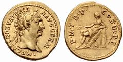 ANCIENT COINAGE SPECIAL COLLECTION OF ROMAN IMPERATORS AND EMPERORS ROMAN EMPIRE Trajanus, 98 – 117. Caesar 97. No.: 1598 Schätzwert/Estimate: CHF 7500 Trajan was born in southern Spain and made the a