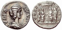 ANCIENT COINAGE SPECIAL COLLECTION OF ROMAN IMPERATORS AND EMPERORS ROMAN EMPIRE Julia Domna Augusta, 193 – 197. No.: 1754 Schätzwert/Estimate: CHF 300 Denarius 196/211, Rome. IVLIA – AVGVSTA Draped b
