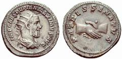ANCIENT COINAGE SPECIAL COLLECTION OF ROMAN IMPERATORS AND EMPERORS ROMAN EMPIRE Pupienus, April 22 – July 29, 238. No.: 1834 Schätzwert/Estimate: CHF 200 Antoninianus 238, Rome. IMP CAES PVPIEN MAXIM