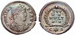 ANCIENT COINAGE SPECIAL COLLECTION OF ROMAN IMPERATORS AND EMPERORS ROMAN EMPIRE Valens, 364-378. No.: 1987 Schätzwert/Estimate: CHF 150 Reduced siliqua 367/375, Constantinople. D N VALENS – P F AVG D