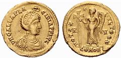 ANCIENT COINAGE SPECIAL COLLECTION OF ROMAN IMPERATORS AND EMPERORS ROMAN EMPIRE Galla Placidia. Augusta 421 – 450. No.: 2026 Schätzwert/Estimate: CHF 5000 Daughter of Theodosius I and half-sister of 