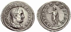 Ancient Coins ROMAN EMPIRE Balbinus, 238. No.: 328 Schätzwert/Estimate: CHF 250 Denarius, Rome. Draped bust, laureate, to r. Rev. Emperor standing to l. 3,10 g. RIC 5. Almost extremely fine.