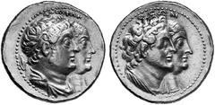 GRIECHEN Reich der Ptolemaier No.: 171 Schätzwert/Estimation: CHF 8000.- Gold-Oktodrachme, Alexandria. ADELFWN Büsten des Ptolemaios II. und Arsinoe II. nach r., beide mit Diadem und drapiert, l. Schi