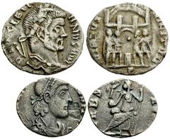 Lot 119.  Lot of Two Late Roman Silver Issues. Includes the following: Diocletian. AR Argenteus (1.65 g). Rome mint. VIRTVS MILITVM. RSC 516g // Gratian (?). AR Siliqua. VRBS ROMA. Both coins Near VF 
