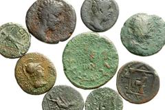 Lot 126.  Lot of Nine Peloponessian Provincial Æ's, all Ex BCD Collection. Lot includes the following: Megara. Pseudo-autonomous issue. Time of Hadrian-Antoninus Pius, AD 117-161. Æ Assarion. Laureate