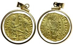 Lot 182.  CRUSADERS. Chios. Circa 1382-1400. AV Ducat (25mm - 8.40 g). Imitating Venice. Struck in the name of Antonio Venier, 1382-1400. St. Mark standing right, holding Gospels and presenting flag (