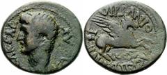 Lot 126.  CORINTHIA. Corinth. Caligula (37-41). Ae. Ex BCD ! Obv: C CAESAR AVGVS. Bare head left. Rev: P VIPSANIO AGRIPPA IIVIR/ COR. Pegasus flying right. BCD Korinth -. Amandry XVII11 Dbb RIf. Ex BC