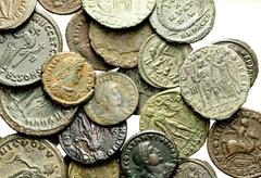 Lot 154.  Lot of Twenty-Eight Late Roman and Byzantine Æ's. Includes the following: Diocletian. Follis. Alexandria mint. Genius // Maximianus. Follis. Aquileia mint. Moneta // Galerius. Follis. Cyzicu